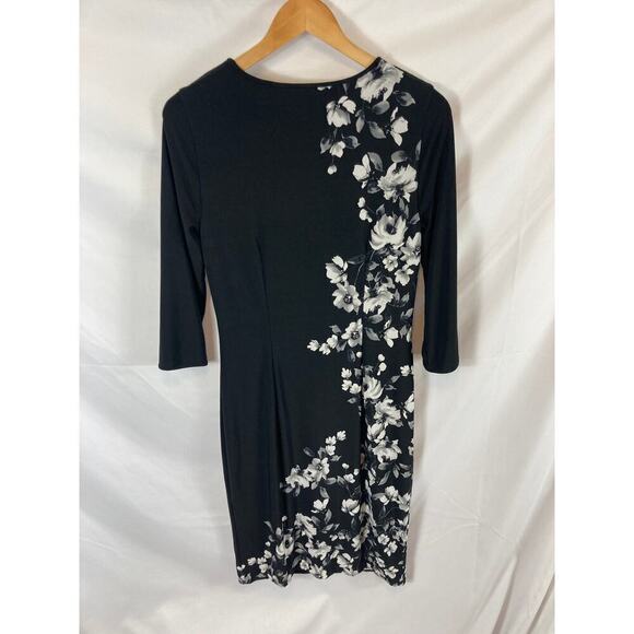 White House Black Market Reversible Floral Solid Sheath Dress Size Small - Picture 7 of 9